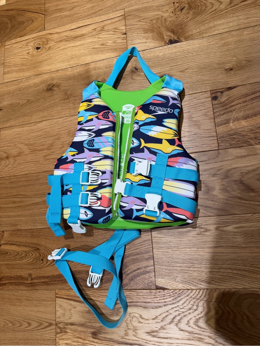 Speedo Kids' Bright Multi Shark Swim Vest - Blue/Green
